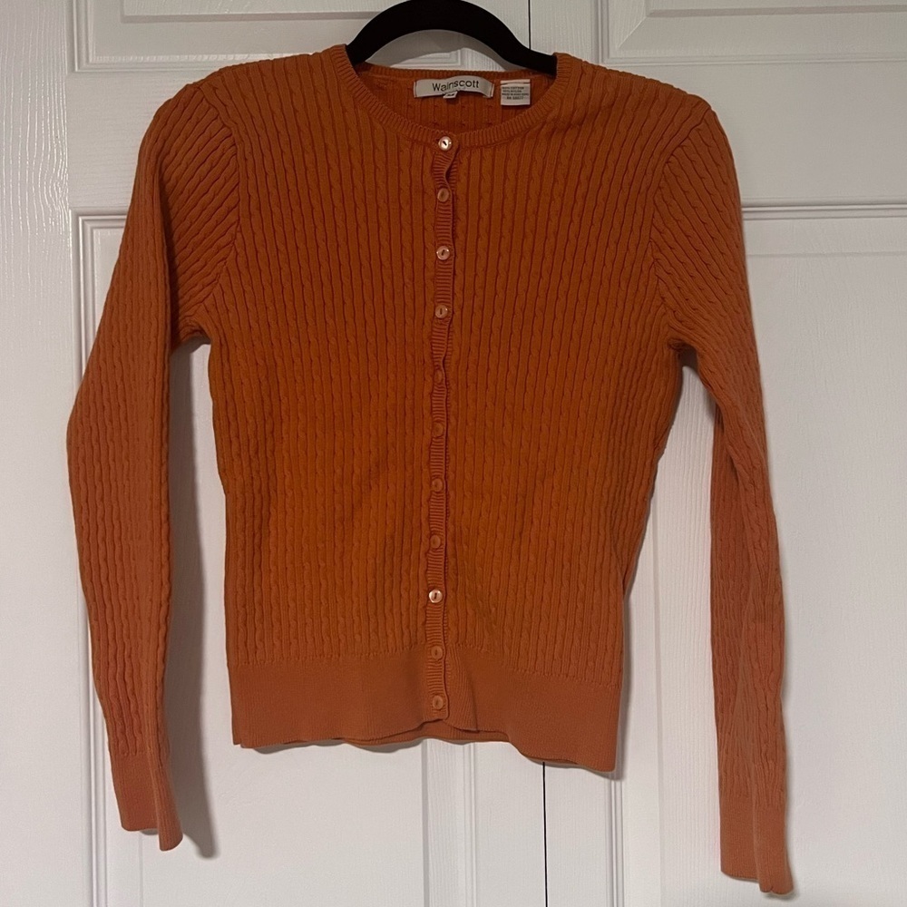 Wainscott Orange Button Up Cardigan